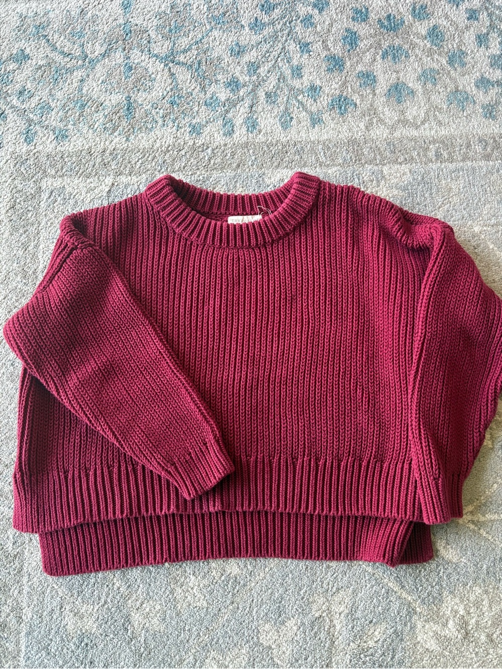 Tradlands Ribbed Crew Sweater in Berry Red